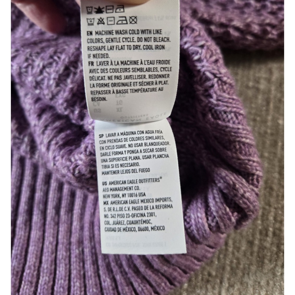 American Eagle Purple Mock Neck Relaxed Fit Chunky Knit  Sweater Size XL - Picture 5 of 7